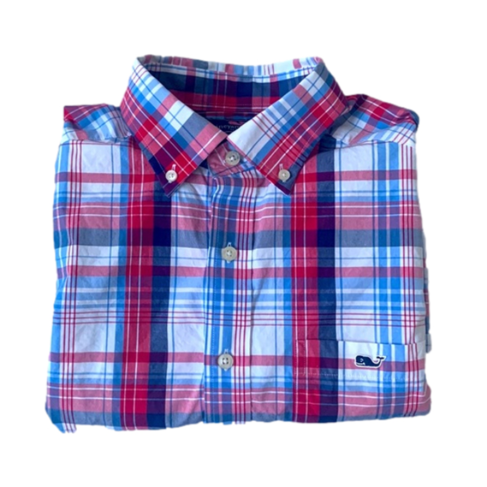 Vineyard Vines Slim Fit Tucker Plaid Button Down Cotton Preppy Shirt Small